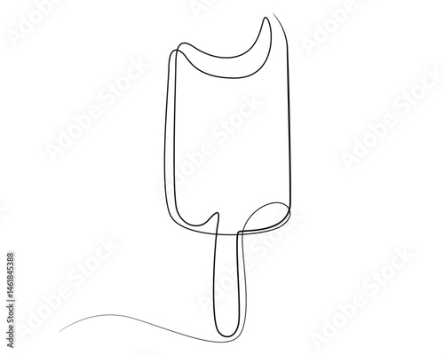 Ice cream bar continuous one line drawing vector illustration, One continuous line drawing of fresh ice cream stick.