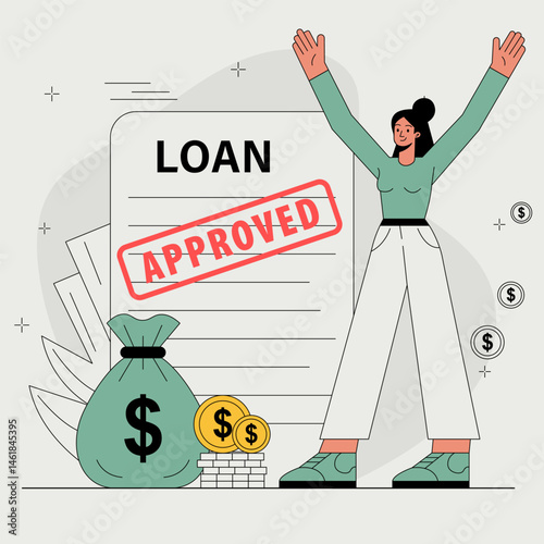 Vector Illustration of loan approved. Illustrations for websites, landing pages, mobile apps, posters and banners.