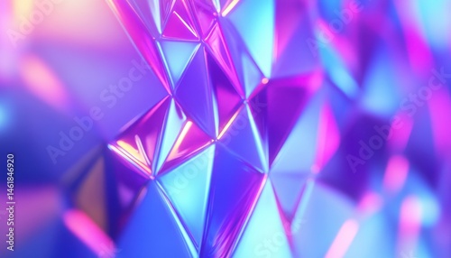 Abstract Geometric Triangles with Blue Pink and Violet Hues Shiny Crystal Texture for Modern Graphic Design and Creative Backgrounds