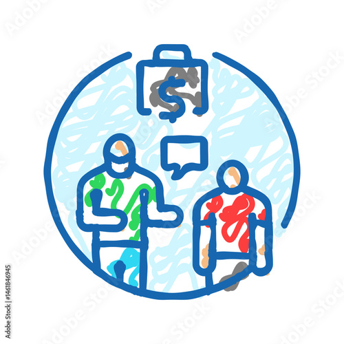 nepotism cronyism money business cash icon doodle illustration