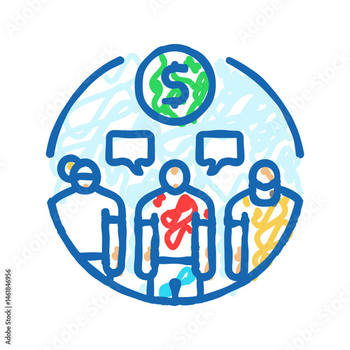 collusion money business cash icon doodle illustration