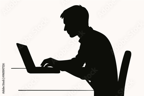 a vector of man working on laptop.