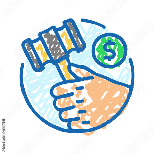 bid rigging money business cash icon doodle illustration