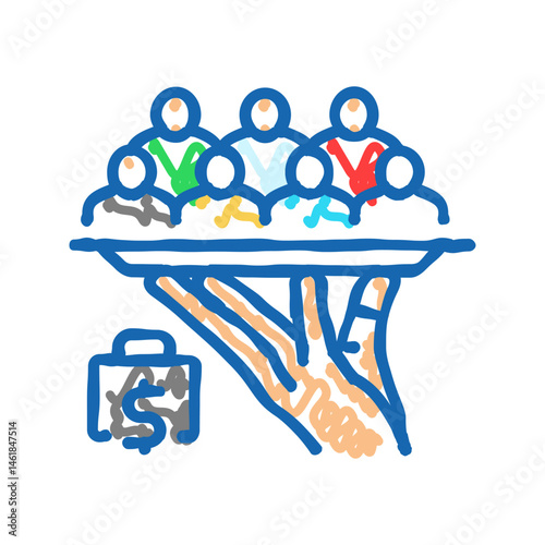 illicit enrichment money business cash icon doodle illustration