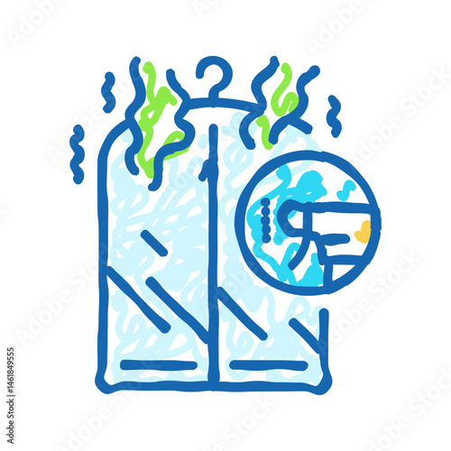 starching cloth laundry wash icon doodle illustration