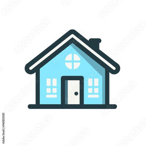 Vector cozy house icon with a chimney representing home and family