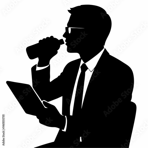 vector of man drinking water.