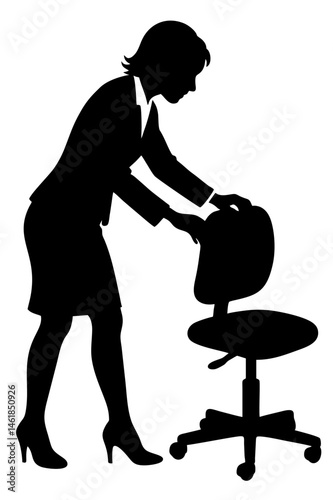 vector of women setting office chair.