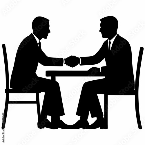 vector of two office worker shaking hands.