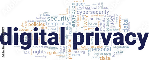 Digital Privacy word cloud conceptual design isolated on white background.