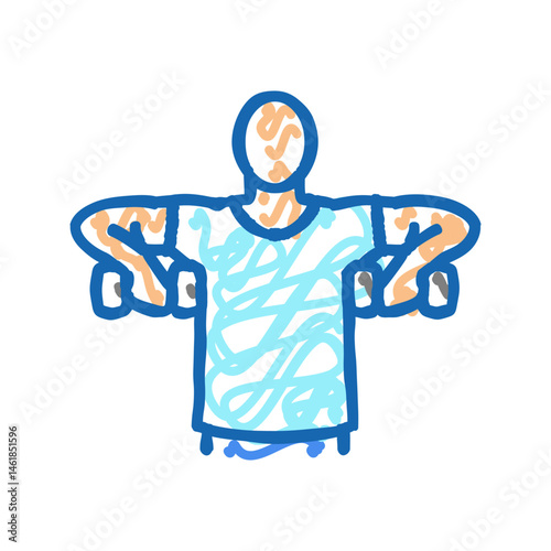 arnold press arm fitness exercise icon doodle illustration