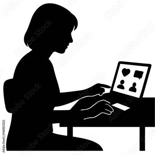 vector of women using social media.