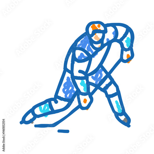 slap shot ice hockey sport game icon doodle illustration