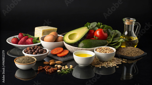 DASH diet : Fruits, vegetables, whole grains, lean proteins, low-fat dairy, nuts, seeds, legumes, healthy fats (e.g., olive oil), limited sweets and sodium