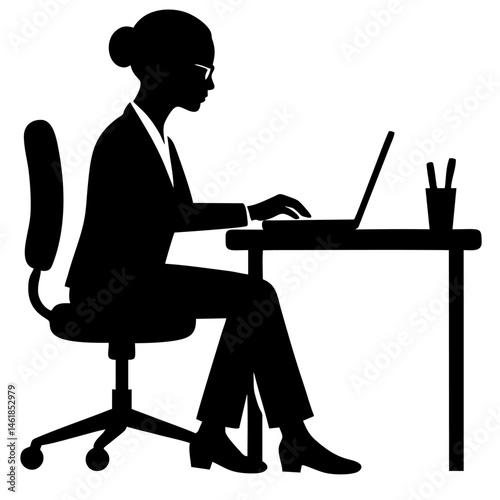 A Vector Women working on laptop.