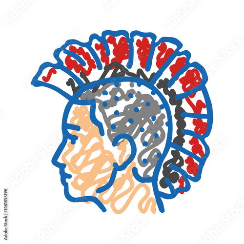mohawk hairstyle subculture style icon doodle illustration
