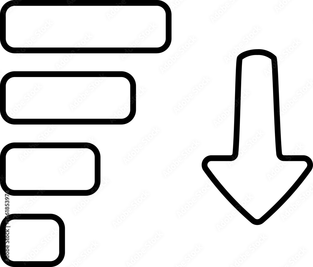 Descending Sorting In Outline Icon Descending Sorting In Outline Icon