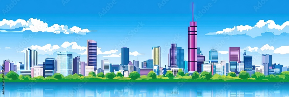 Fototapeta premium 2d vector johannesburg, south africa downtown skyline