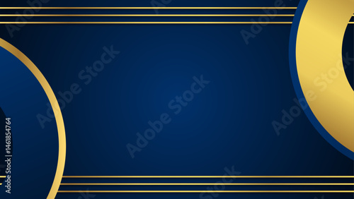 luxury blue navy background with golden rounded ornament
