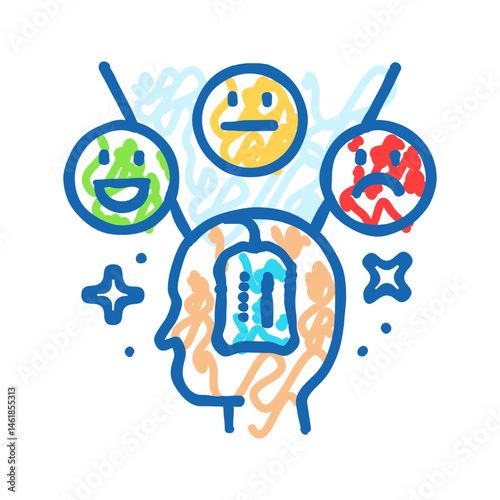 attitude consumer behavior icon doodle illustration
