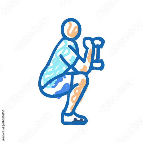 goblet squats fitness exercise leg icon doodle illustration