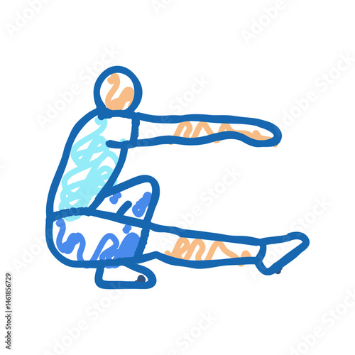 pistol squats fitness exercise leg icon doodle illustration