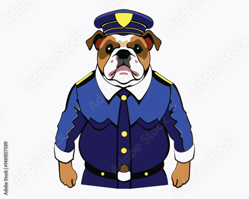 bulldog vector police agent hand drawn
