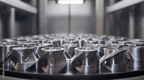 Metal components arranged on a polished surface.