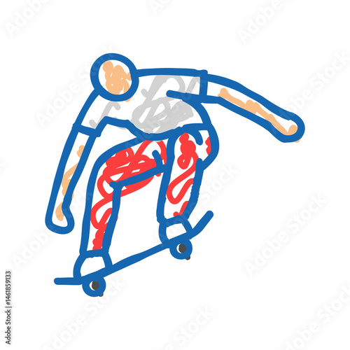 ollie skate sport icon doodle illustration