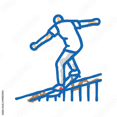 grind skateboard sport icon doodle illustration