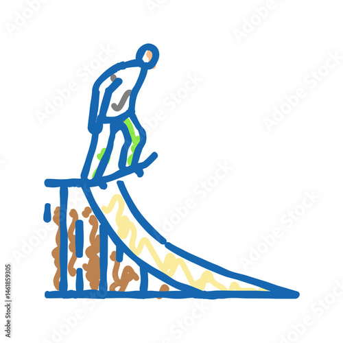 vert skating skateboard sport icon doodle illustration