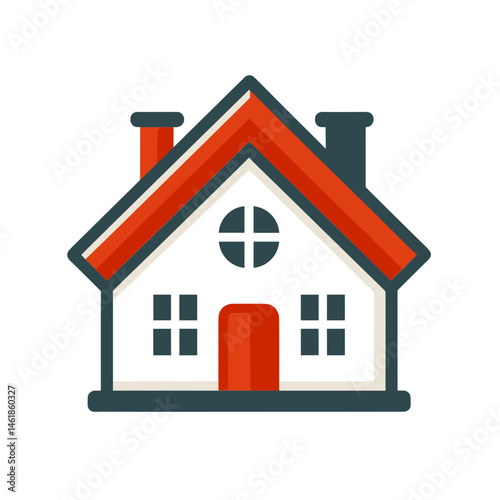 Vector house icon with a red roof representing home and comfort