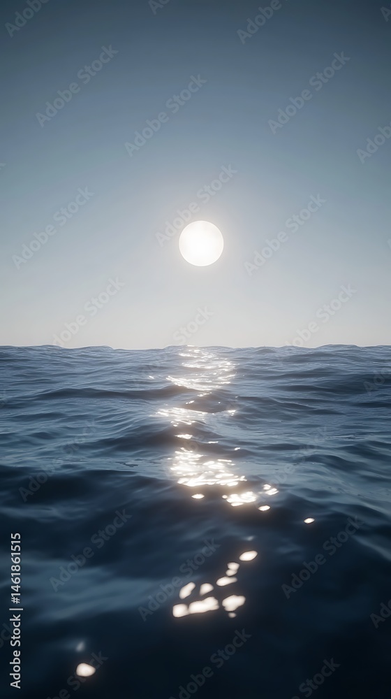 Sunlight reflecting off open ocean water vertical composition Sunlight reflecting off open ocean water vertical composition