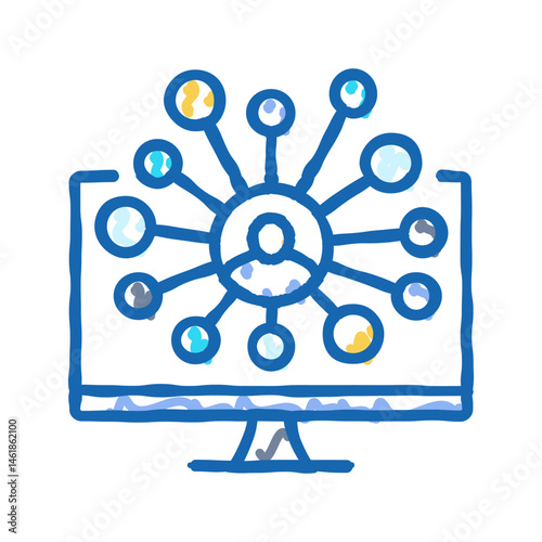 attendee networking virtual conference icon doodle illustration