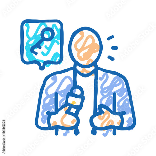 keynote speaker virtual conference icon doodle illustration