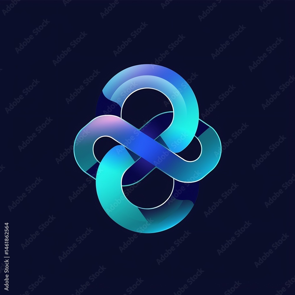 Obraz premium Abstract Interlocking Loops with Gradient Hues on a Dark Backdrop creating depth