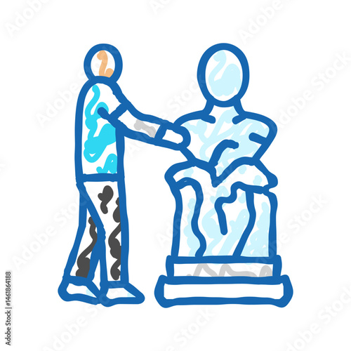 sled dog racing winter sport icon doodle illustration