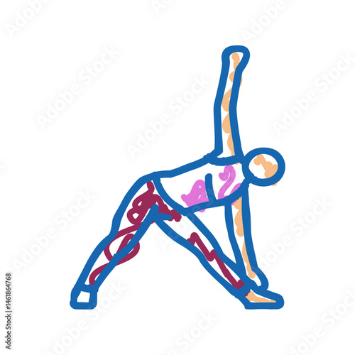 triangle pose trikonasana yoga icon doodle illustration