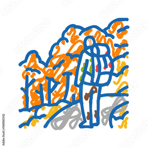 hiking fall foliage autumn icon doodle illustration