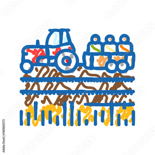 hayride autumn icon doodle illustration