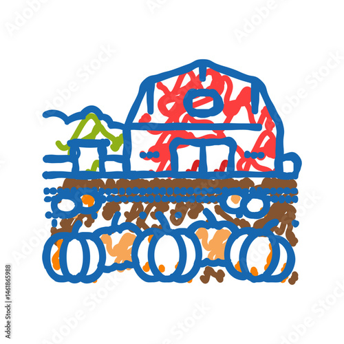 haunted house autumn icon doodle illustration