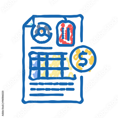 invoicing business process icon doodle illustration