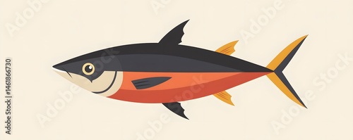 Wallpaper Mural A vibrant illustration of a tuna fish showcasing its unique colors and shape. This artwork highlights the beauty of marine life and serves as a striking visual for culinary themes. Torontodigital.ca