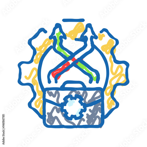 change management business process icon doodle illustration