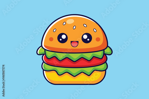  cute burger colorful Vector