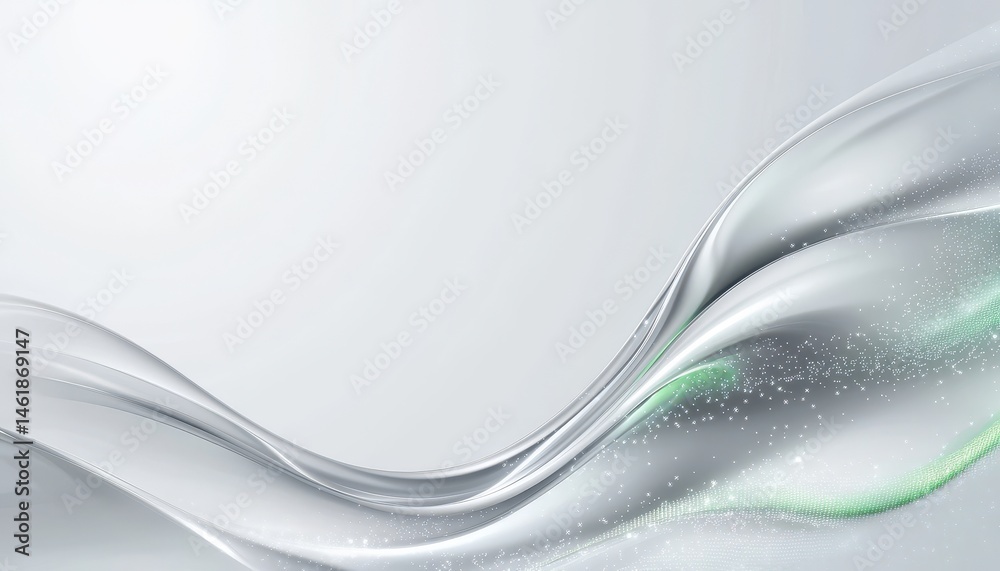 Obraz premium Sleek Silver Wave Abstract Background with Soft Gray Tones and Bright Highlights Design Element for Modern Presentation and Graphic Art