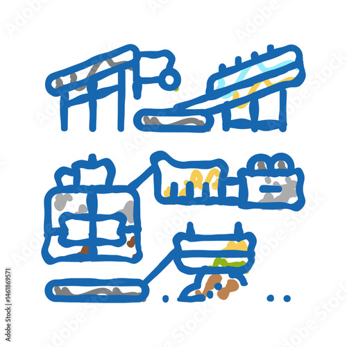 ore processing mining icon doodle illustration