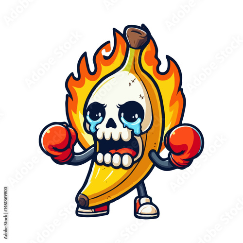 Burning Banana Boxer Illustration