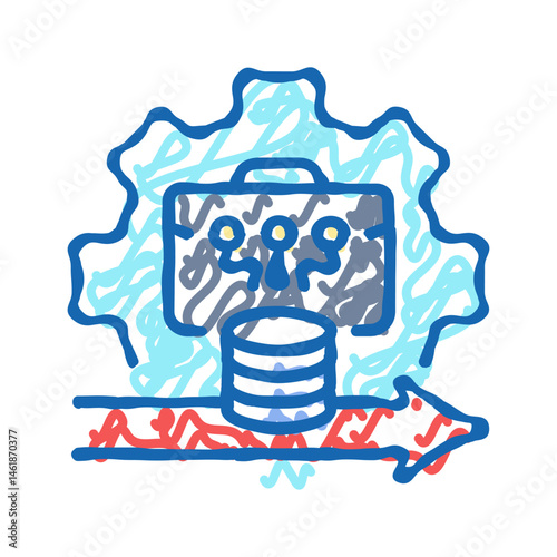 digitalization modern business icon doodle illustration