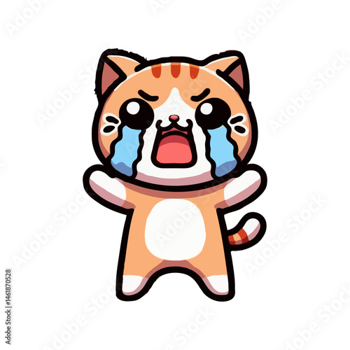 Crying Cartoon Cat Illustration